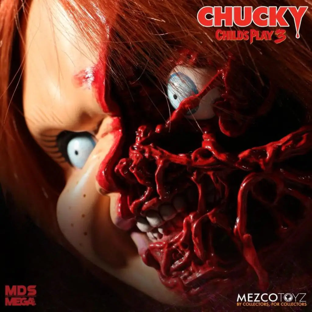 Child's Play 3 Mezco Designer Series Talking Pizza Face Chucky - GeekLoveph