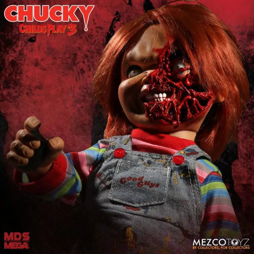 Child's Play 3 Mezco Designer Series Talking Pizza Face Chucky - GeekLoveph