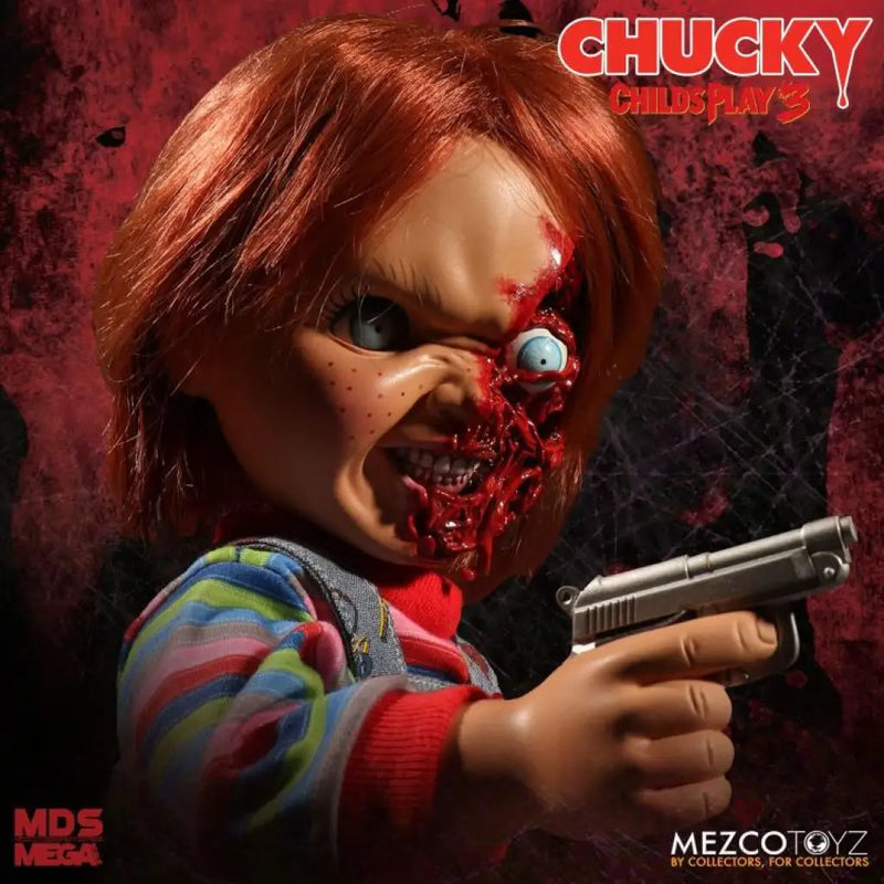 Child's Play 3 Mezco Designer Series Talking Pizza Face Chucky