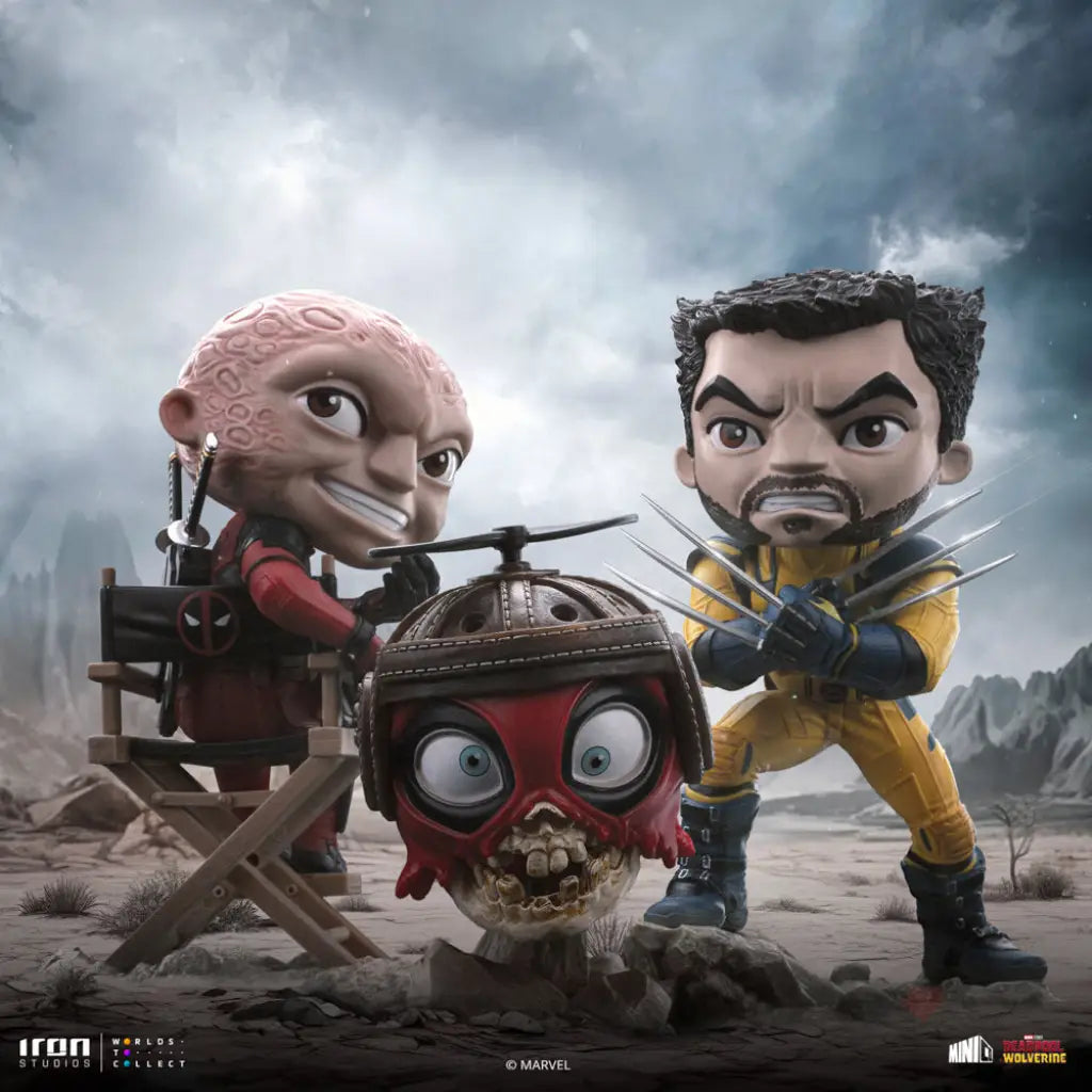 Deadpool & Wolverine MiniCo Deadpool Wolverine and Headpool (Unmasked) Figure Set Pre Order Mini Co.
