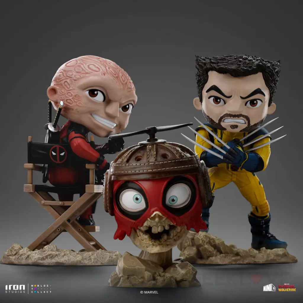 Deadpool & Wolverine MiniCo Deadpool Wolverine and Headpool (Unmasked) Figure Set Mini Co.