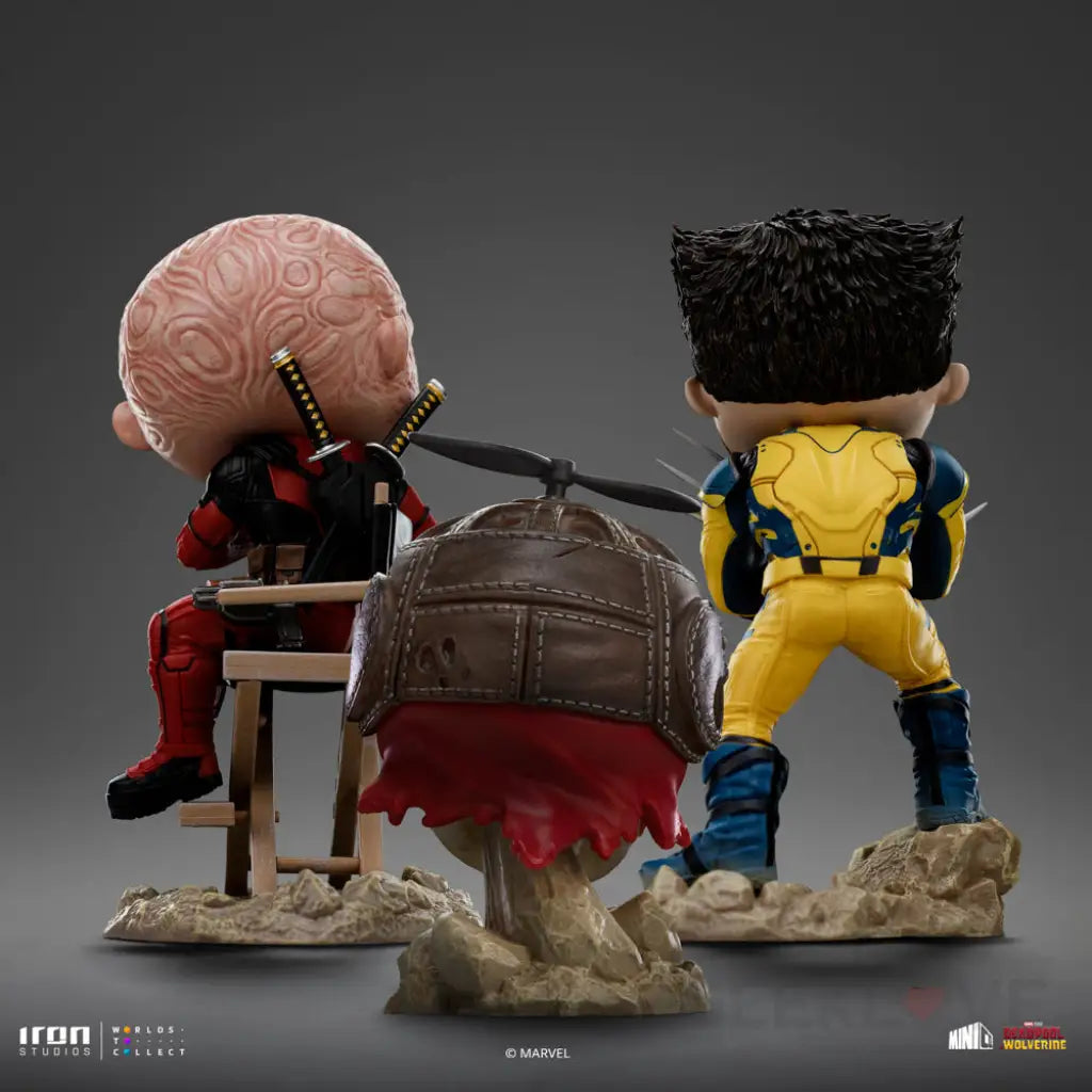 Deadpool & Wolverine MiniCo Deadpool Wolverine and Headpool (Unmasked) Figure Set Mini Co.