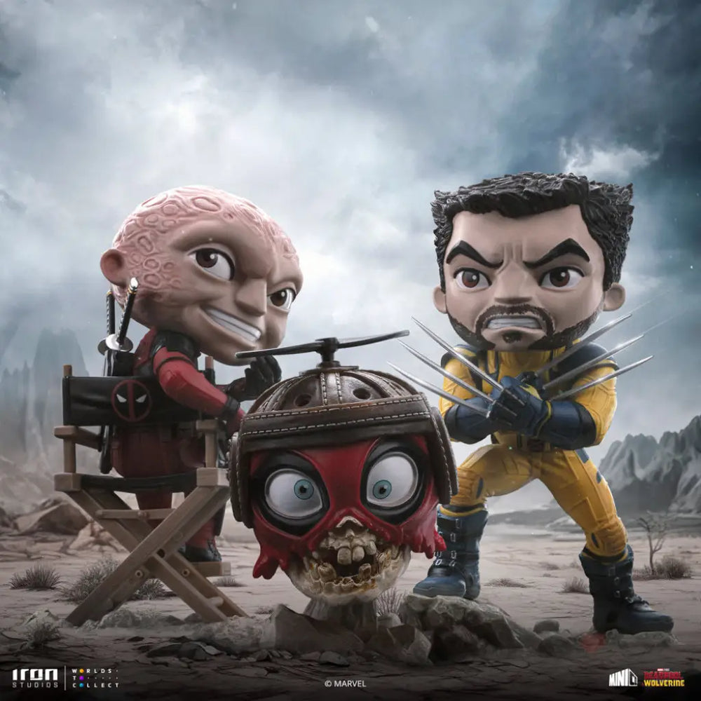 Deadpool & Wolverine MiniCo Deadpool Wolverine and Headpool (Unmasked) Figure Set Mini Co.