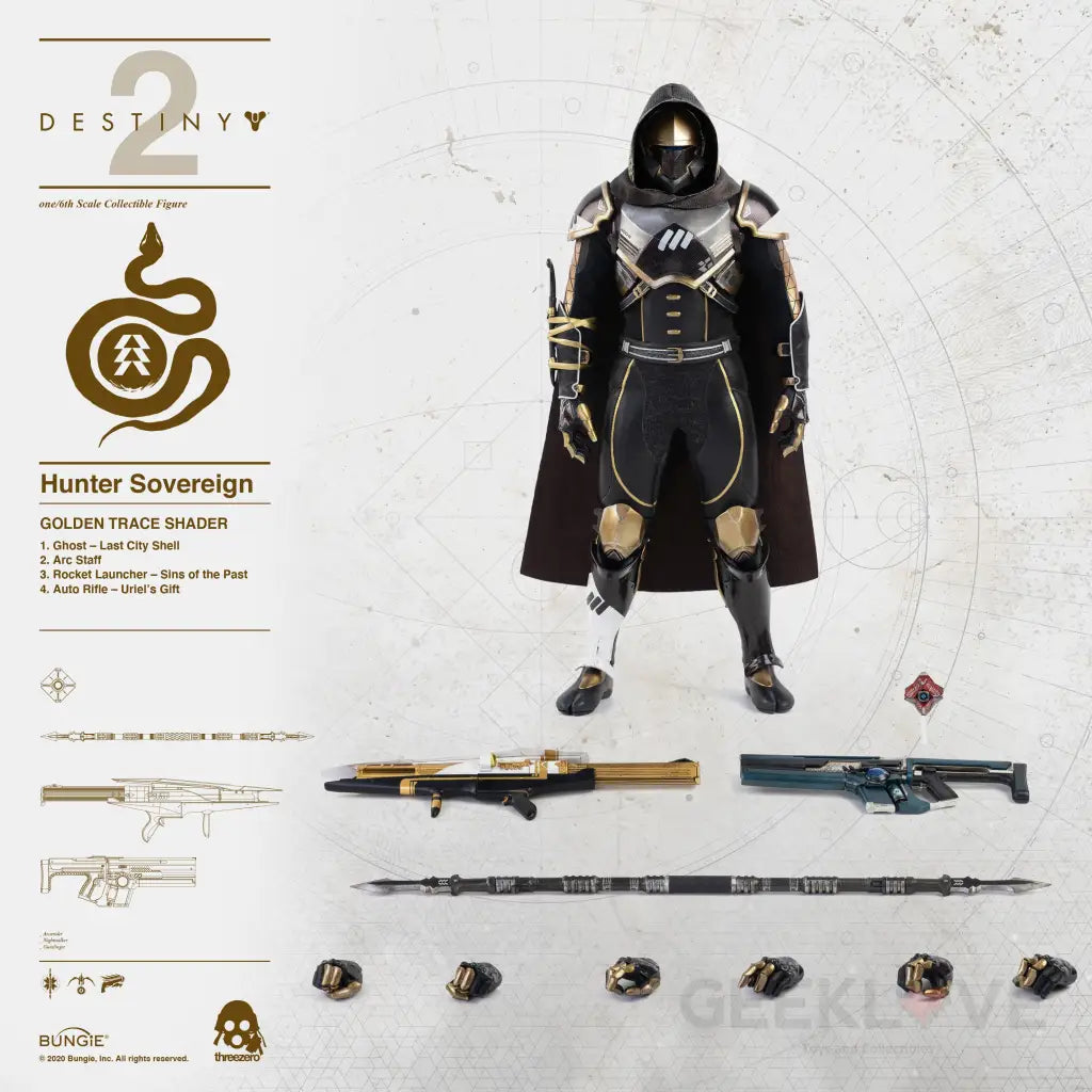 Destiny 2 Hunter Sovereign (Golden Trace Shader) 1/6 Scale Collectible Figure - GeekLoveph