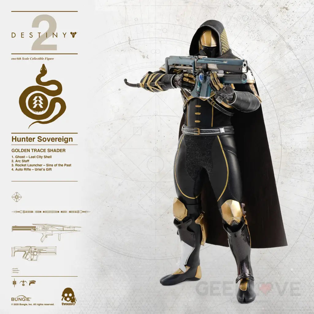 Destiny 2 Hunter Sovereign (Golden Trace Shader) 1/6 Scale Collectible Figure - GeekLoveph