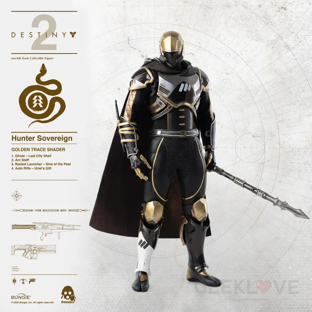 Destiny 2 Hunter Sovereign (Golden Trace Shader) 1/6 Scale Collectible Figure - GeekLoveph