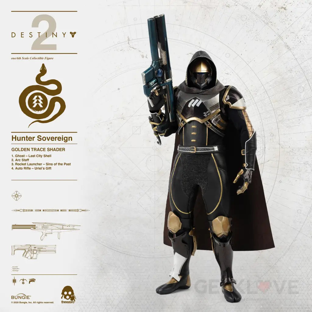 Destiny 2 Hunter Sovereign (Golden Trace Shader) 1/6 Scale Collectible Figure - GeekLoveph