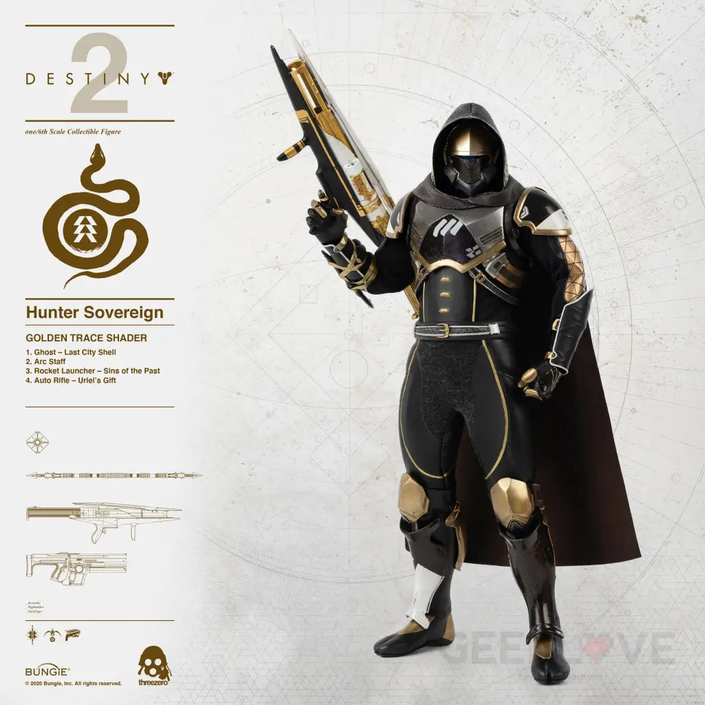 Destiny 2 Hunter Sovereign (Golden Trace Shader) 1/6 Scale Collectible Figure - GeekLoveph