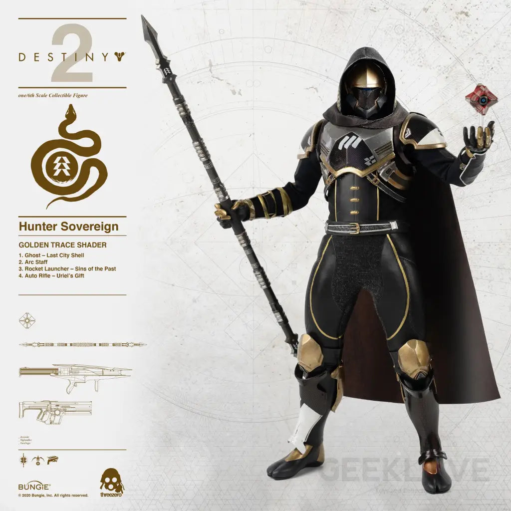 Destiny 2 Hunter Sovereign (Golden Trace Shader) 1/6 Scale Collectible Figure - GeekLoveph