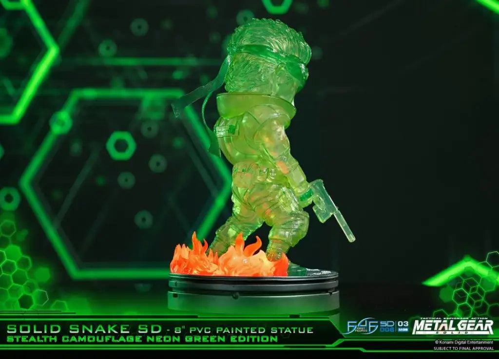F4F Metal Gear Solid 8" Solid Snake (Stealth Camouflage Neon Green) SD Limited Edition Statue - GeekLoveph