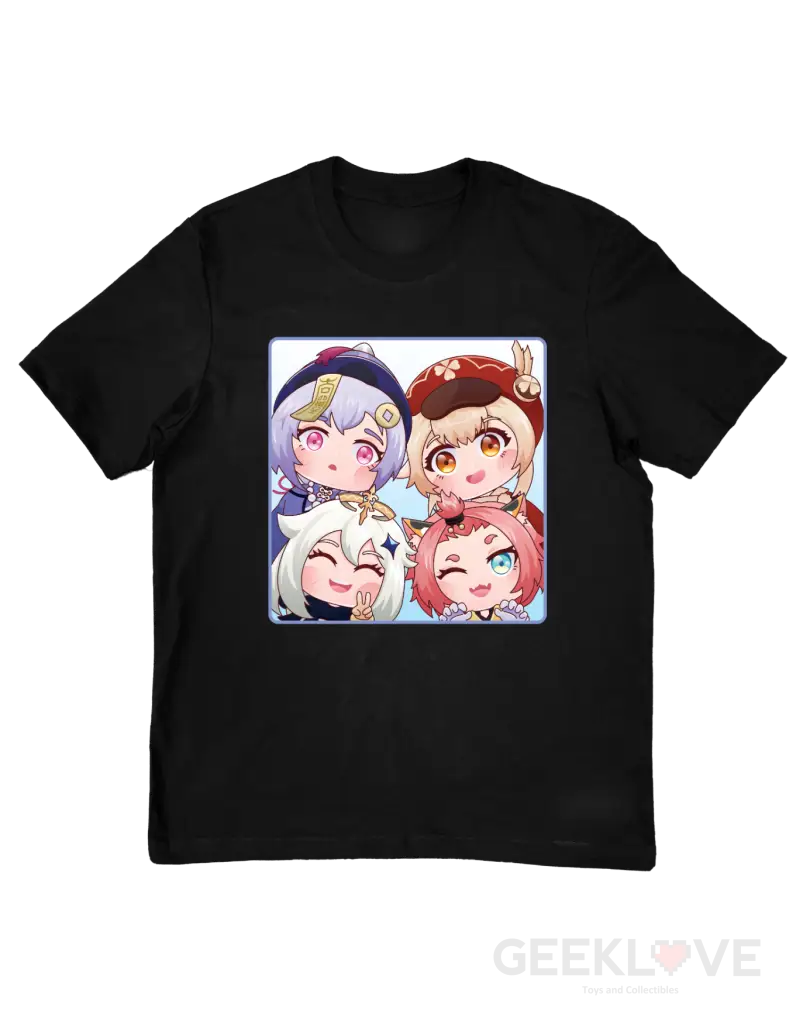 Genshin Impact Chibi Squad Premium Gamer Tee Xs / Black Apparel