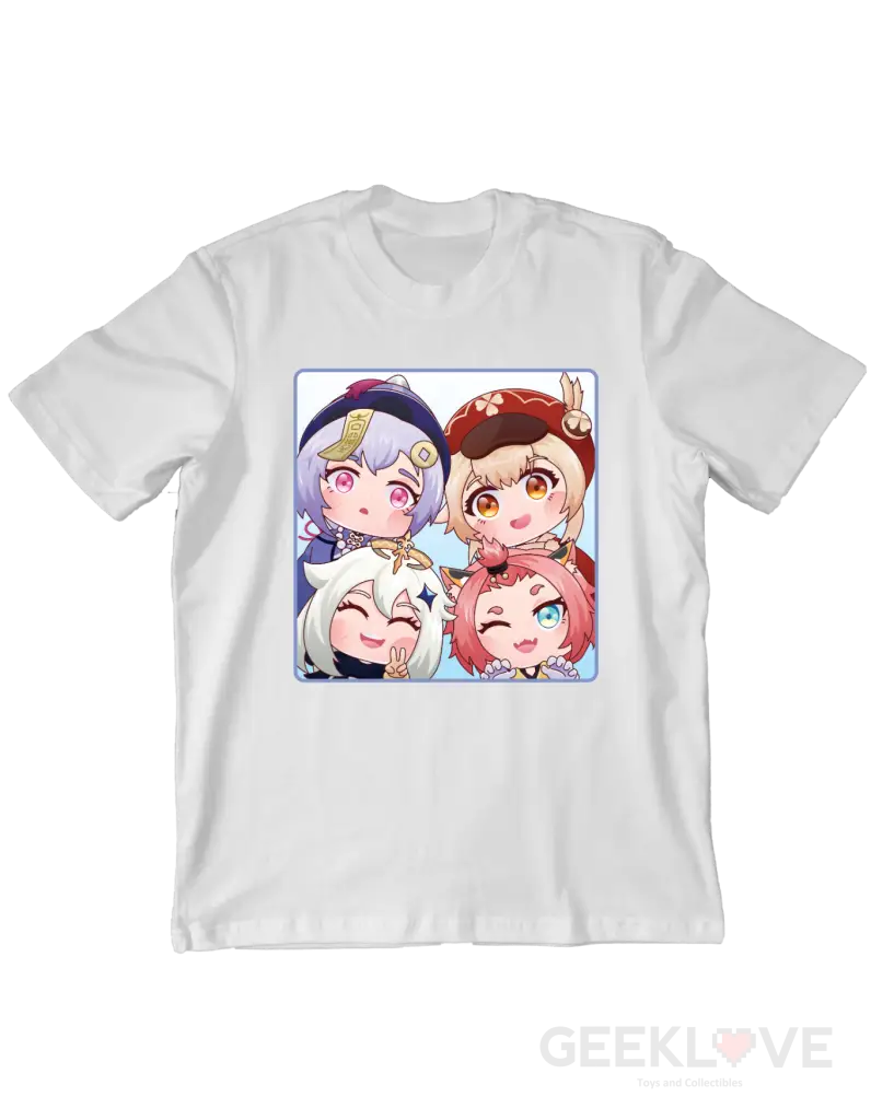 Genshin Impact Chibi Squad Premium Gamer Tee Xs / White Apparel