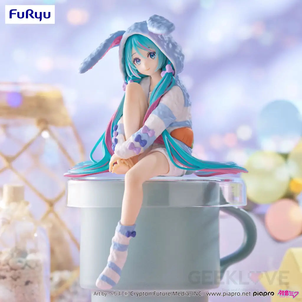 Hatsune Miku Noodle Stopper Figure Rabbit Ear Hood Pajama Blue Color ver. Prize Figure