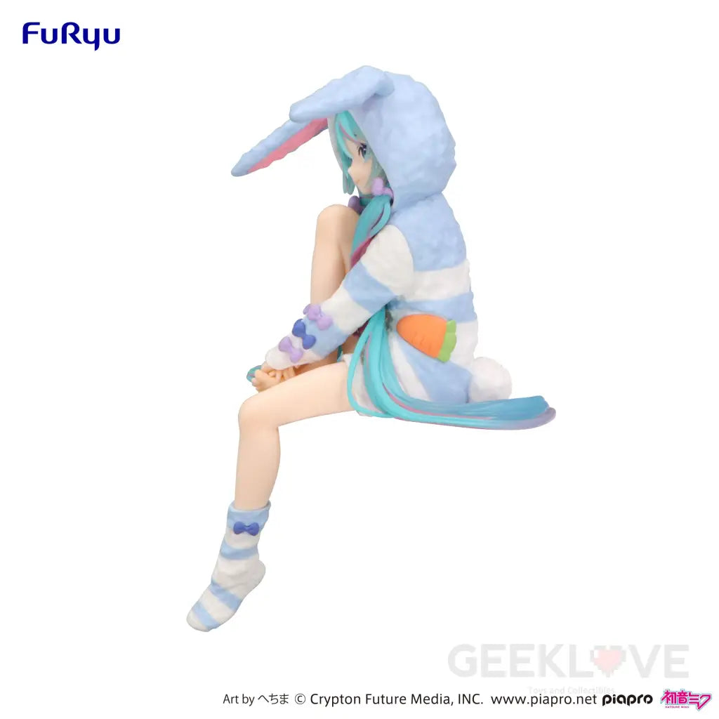 Hatsune Miku Noodle Stopper Figure Rabbit Ear Hood Pajama Blue Color ver. Prize Figure