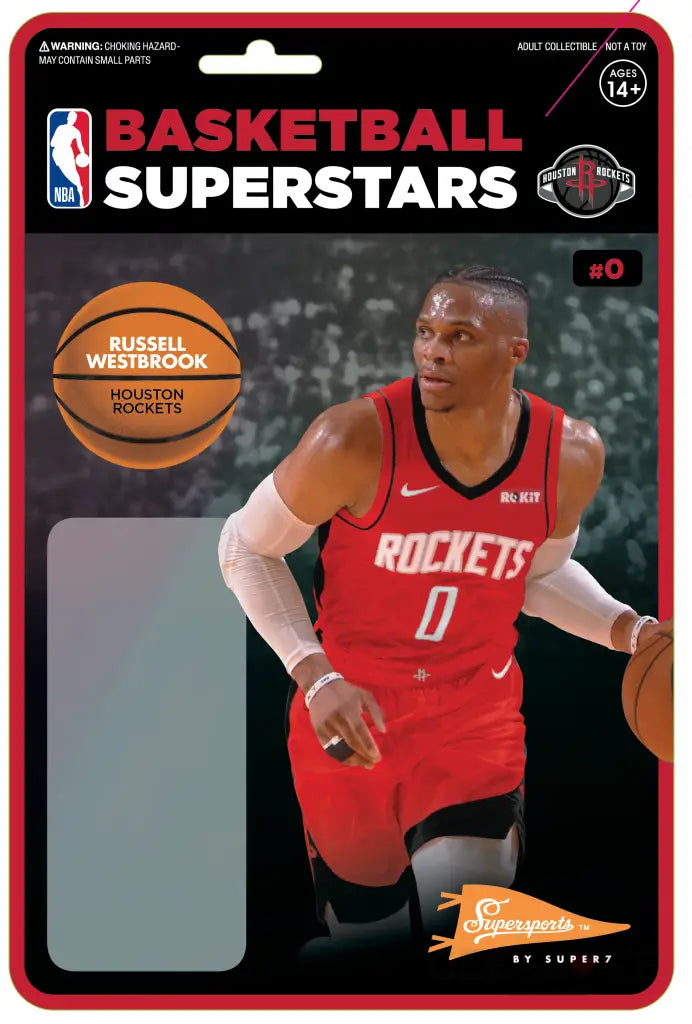 NBA Basketball Superstars ReAction Russell Westbrook (Houston Rockets) Figure
