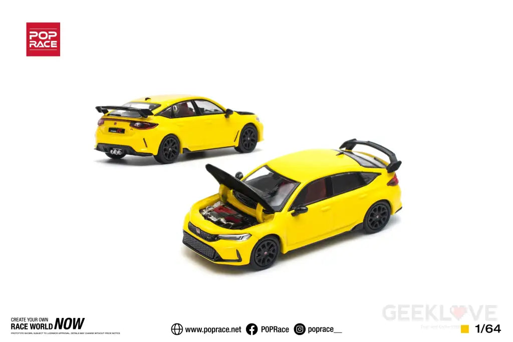 POP RACE HONDA CIVIC FL5 TYPE-R SUNLIGHT YELLOW Tiny – GEEKLOVEPH TOY STORE
