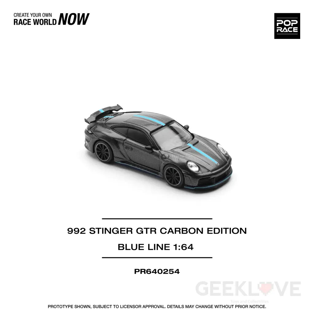 POPRACE 1/64 992 STINGER GTR CARBON EDITION (BLUE LINE) Model Car