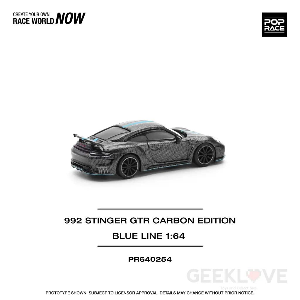 POPRACE 1/64 992 STINGER GTR CARBON EDITION (BLUE LINE) Model Car