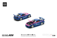 POPRACE 1/64 MAZDA RX7 RE-AMEMIYA - BLUE/PINK Model Car