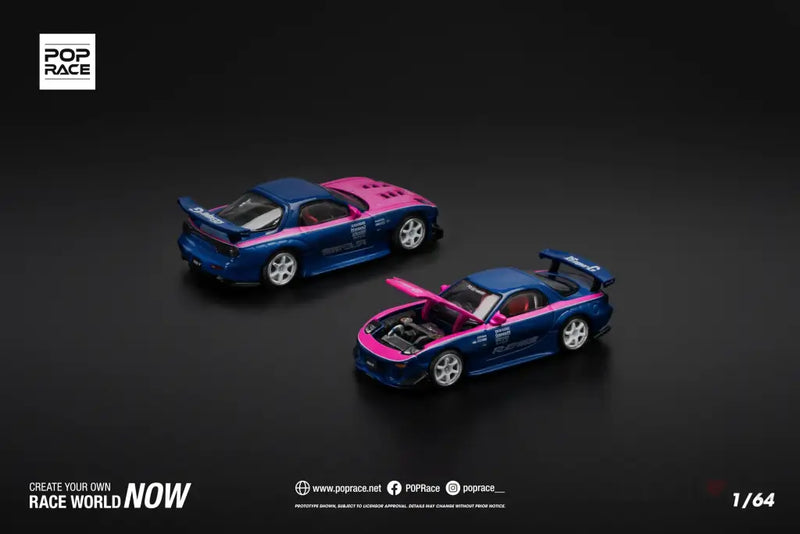 POPRACE 1/64 MAZDA RX7 RE-AMEMIYA - BLUE/PINK