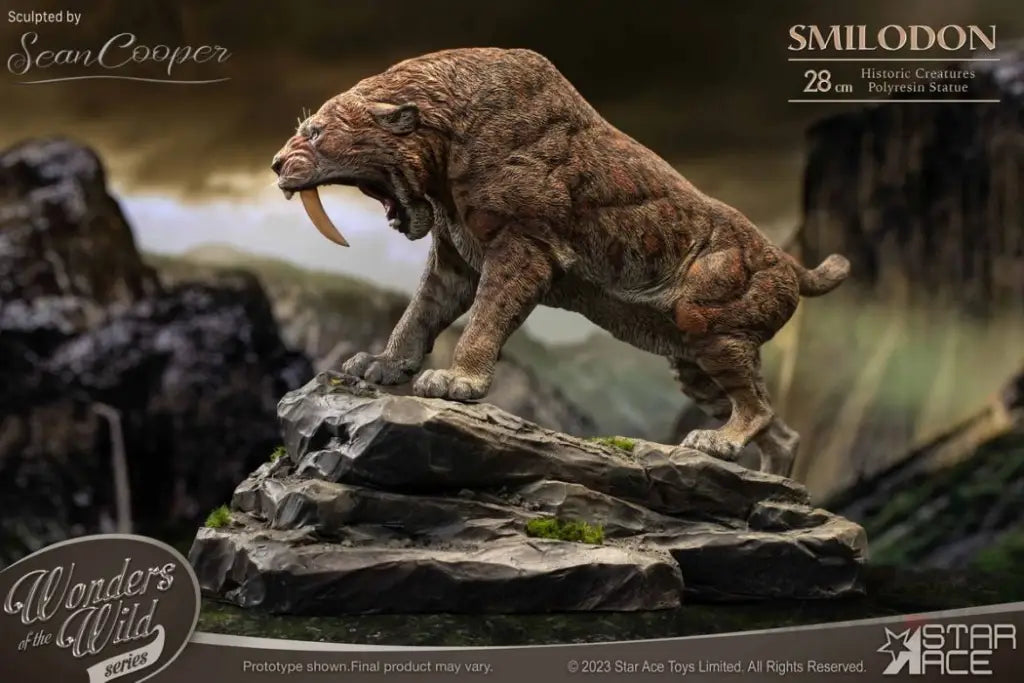 Smilodon & Dire Wolf Set Statue