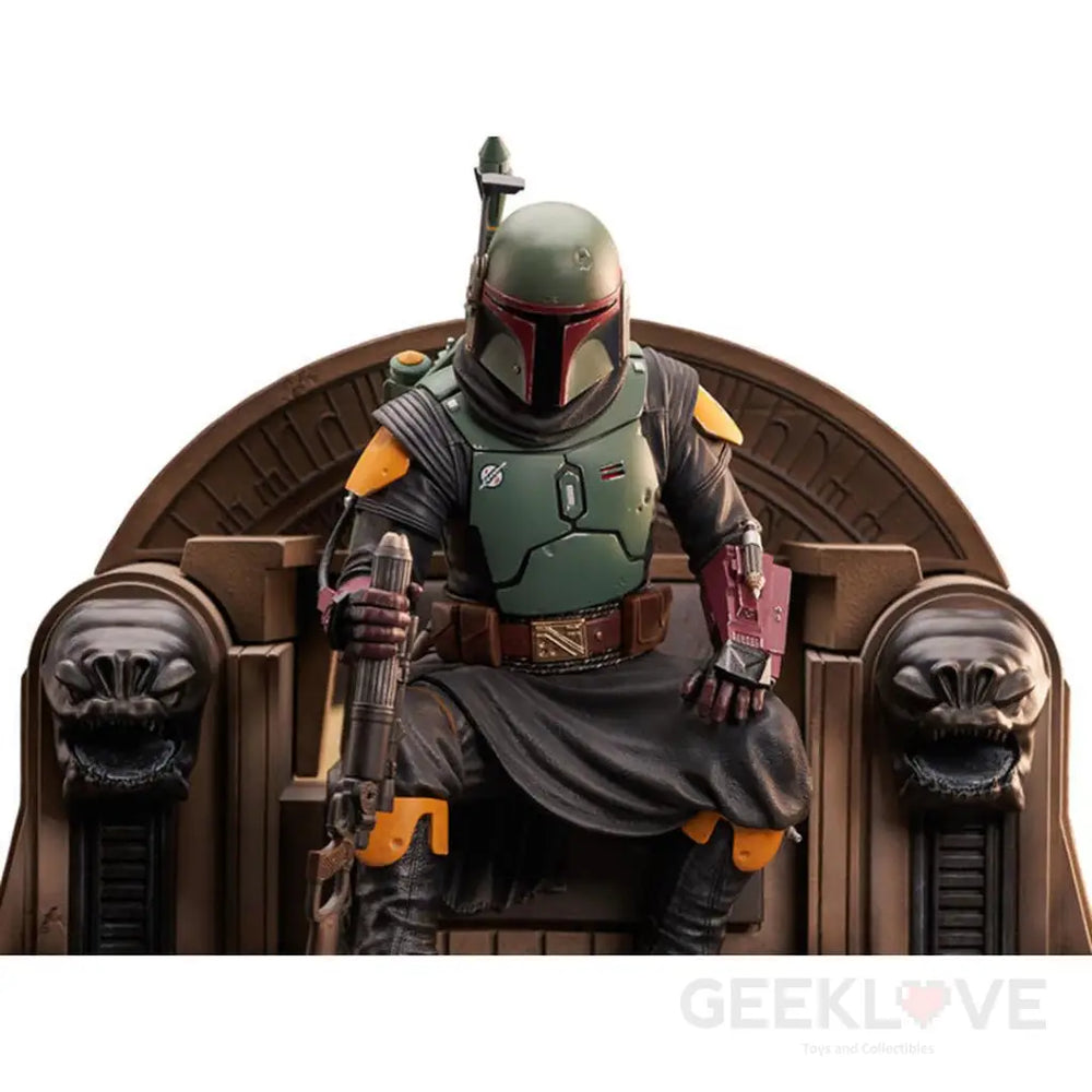 Star Wars Premier Collection Mandalorian Boba Fett On Throne Statue - GeekLoveph