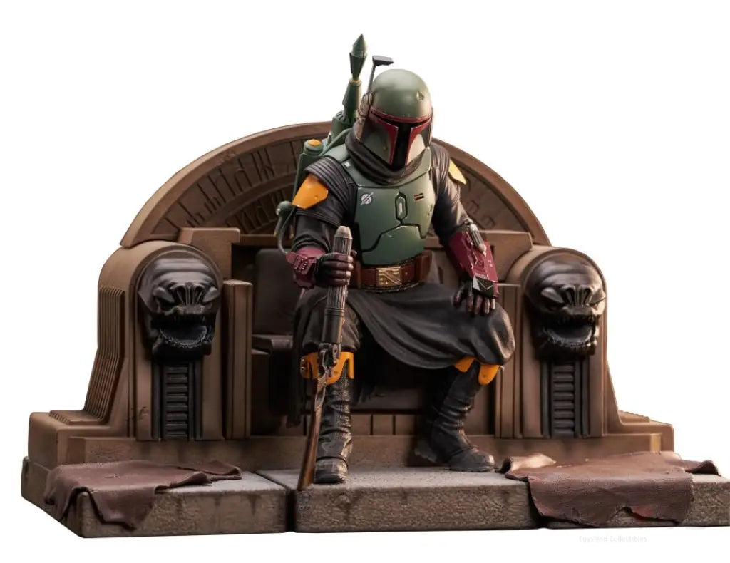 Star Wars Premier Collection Mandalorian Boba Fett On Throne Statue - GeekLoveph