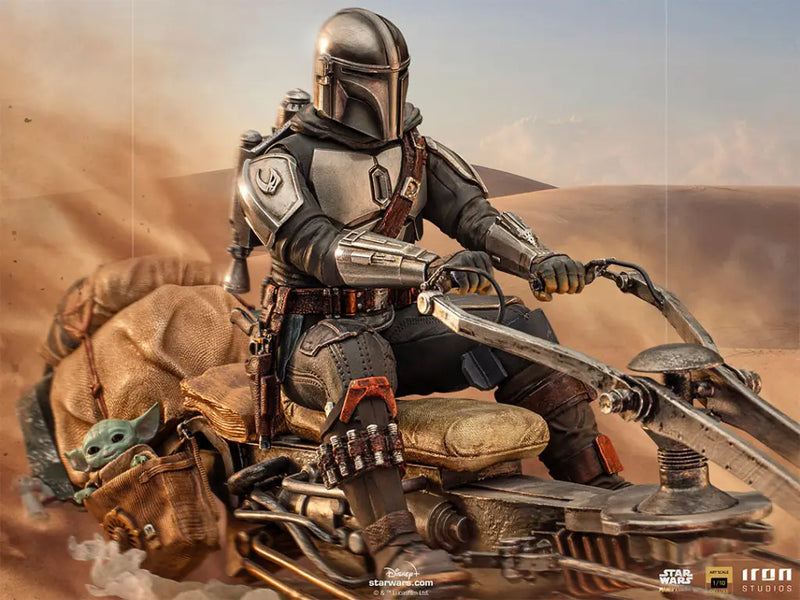 The Mandalorian BDS The Mandalorian on Speederbike Deluxe 1/10 Art Scale Statue
