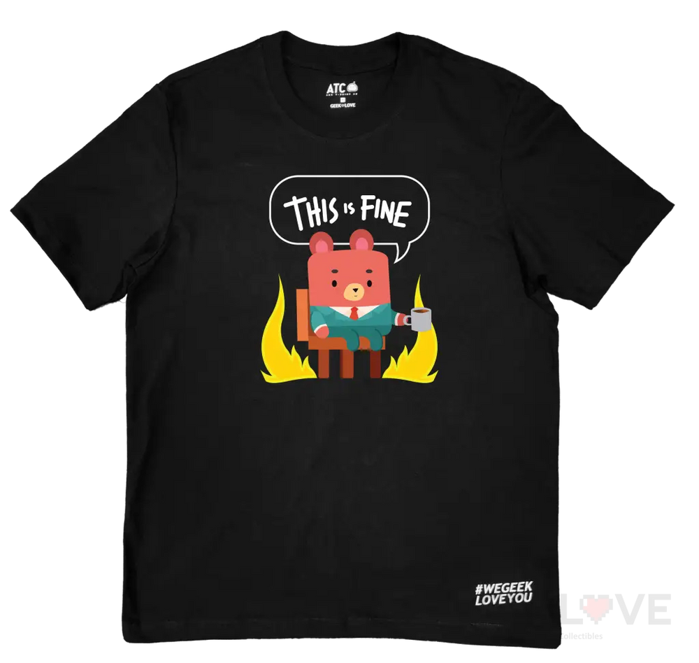 This Is Fine Premium Geek Tee Xs / Black Apparel