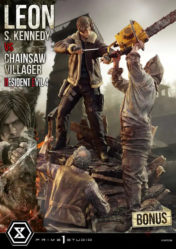 Ultimate Premium Masterline Resident Evil 4 Leon S. Kennedy Versus Chainsaw Villager Bonus Version