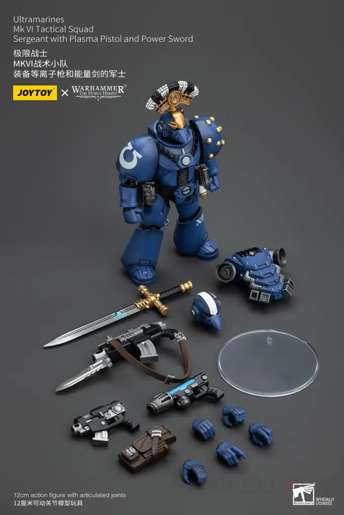 Ultramarines Mk Vi Tactical Squad Sergeant With Plasma Pistol And Power Sword Action Figure