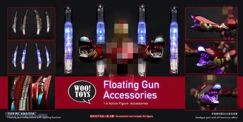 WOOTOYS: 1/6 Floating Gun Accessories Package with UV Light Hand Guns Set